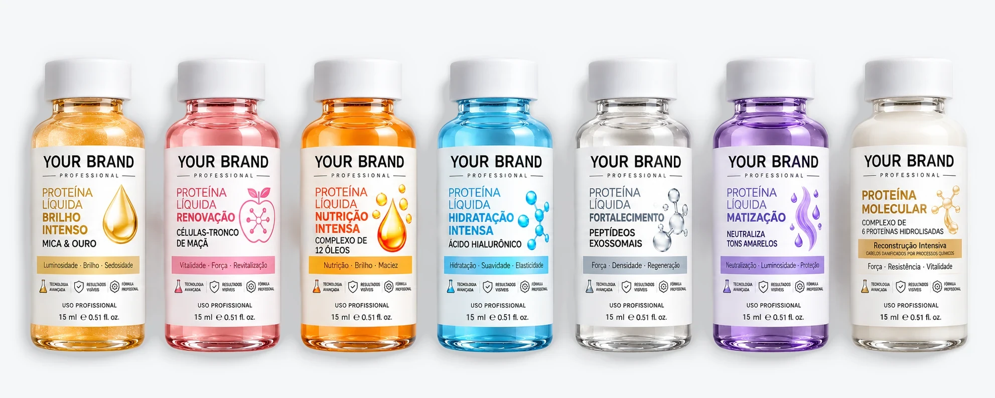 Gama de Proteínas Líquidas profesionales en ampolla de 15 ml